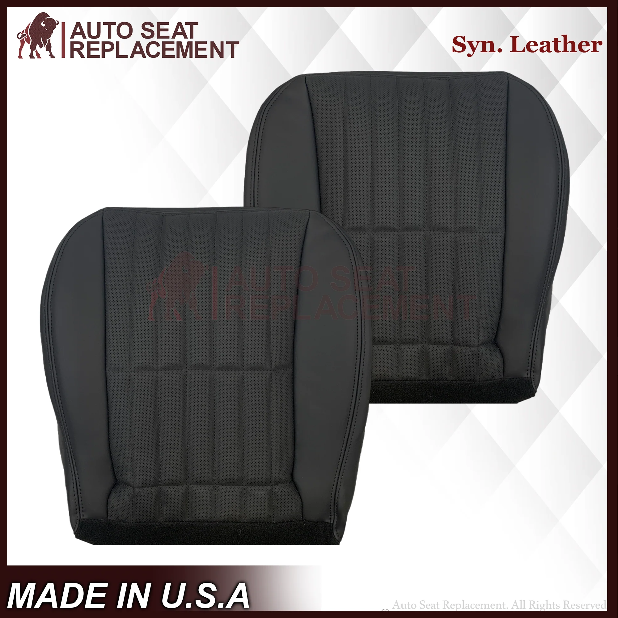 1997-2002 For Chevy Camaro SS Replacement Black Seat Covers In Synthetic Leather - Image 12