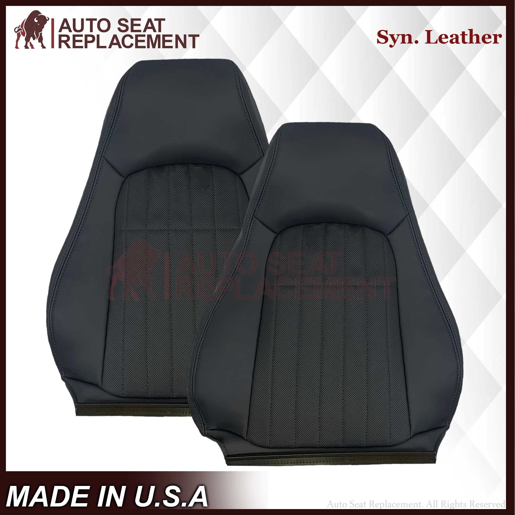 1997-2002 For Chevy Camaro SS Replacement Black Seat Covers In Synthetic Leather - Image 13