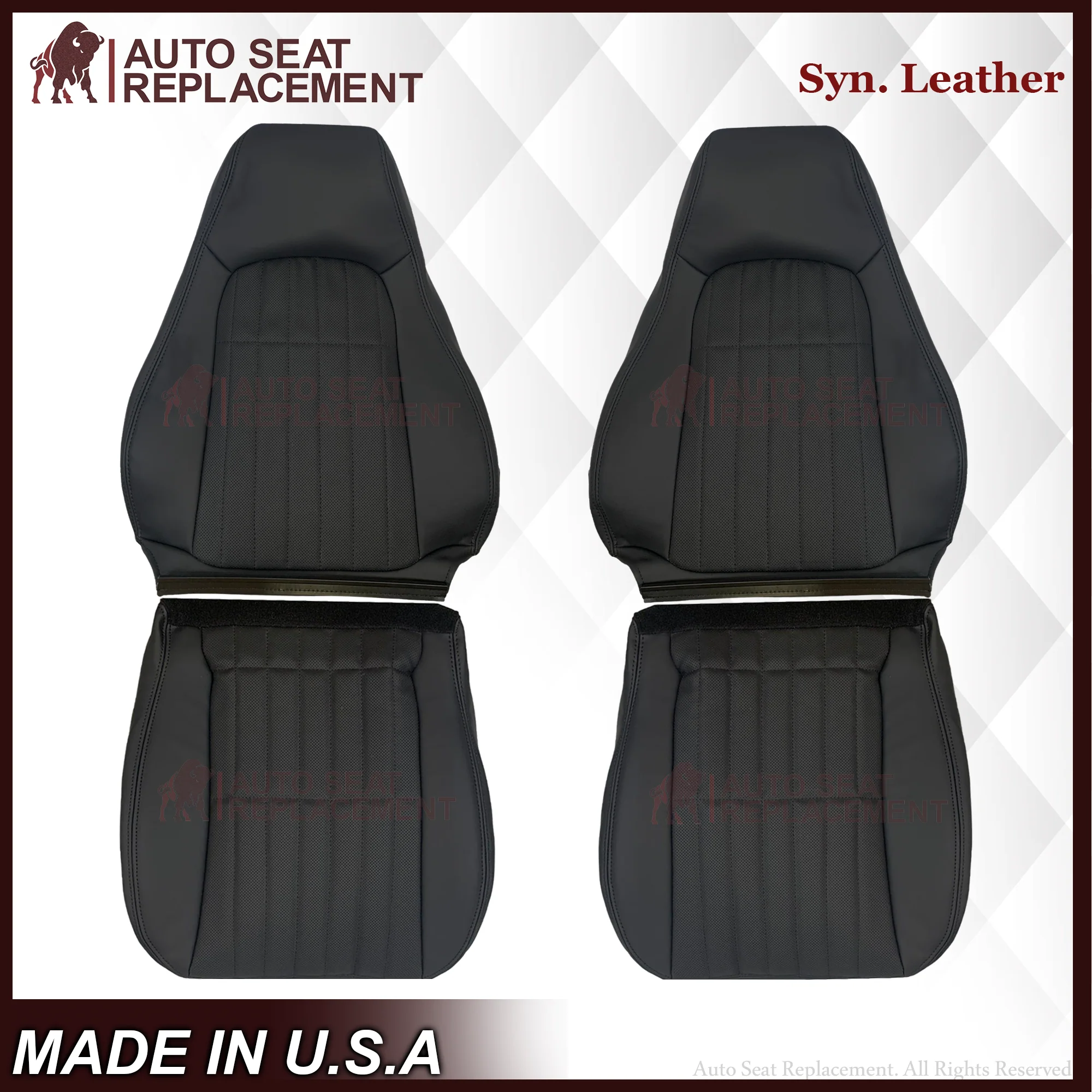 1997-2002 For Chevy Camaro SS Replacement Black Seat Covers In Synthetic Leather - Image 7