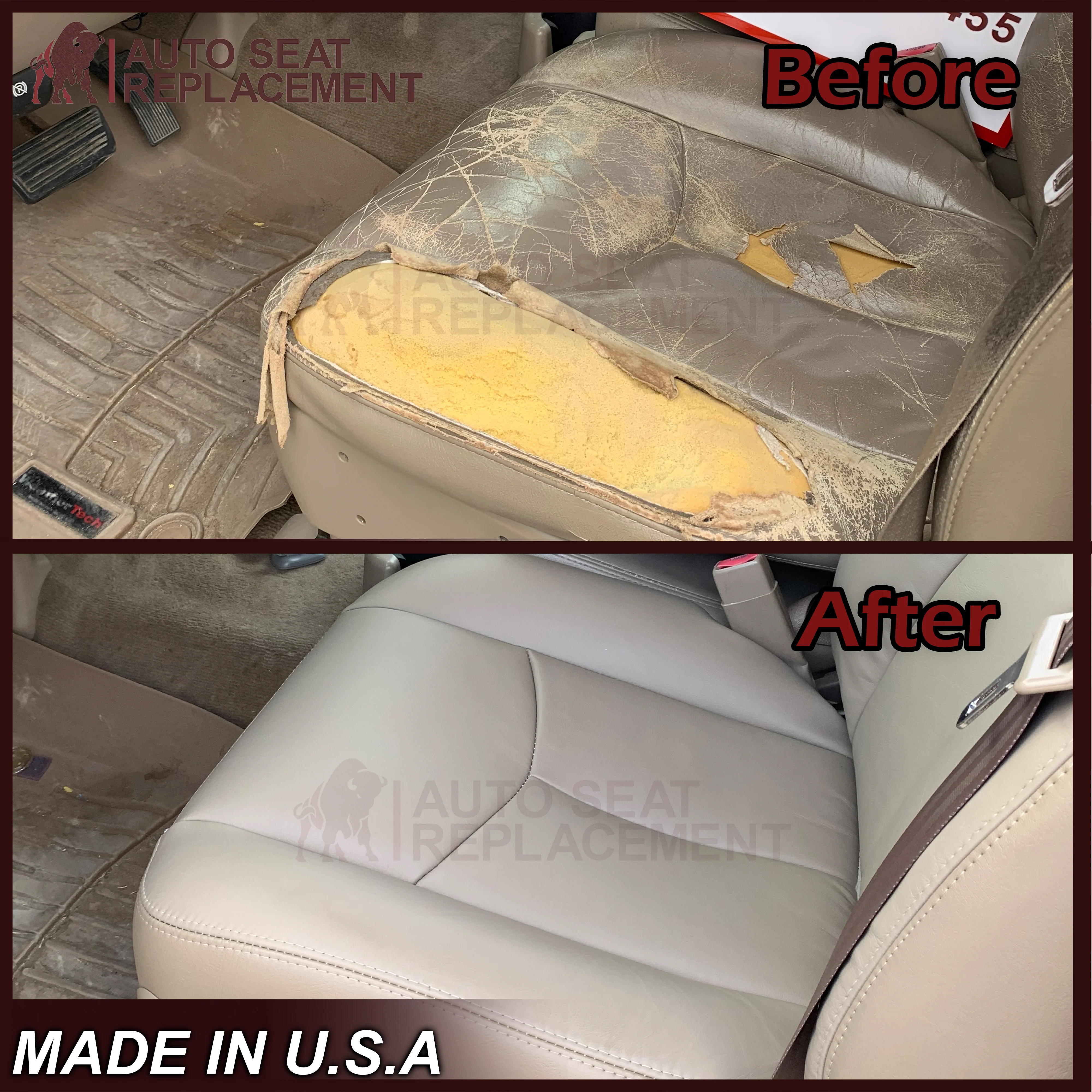 2005 to 2009 For Saab 9-7X SUV Front Base Bottom Syn. Leather Seat Cover In Black - Image 6