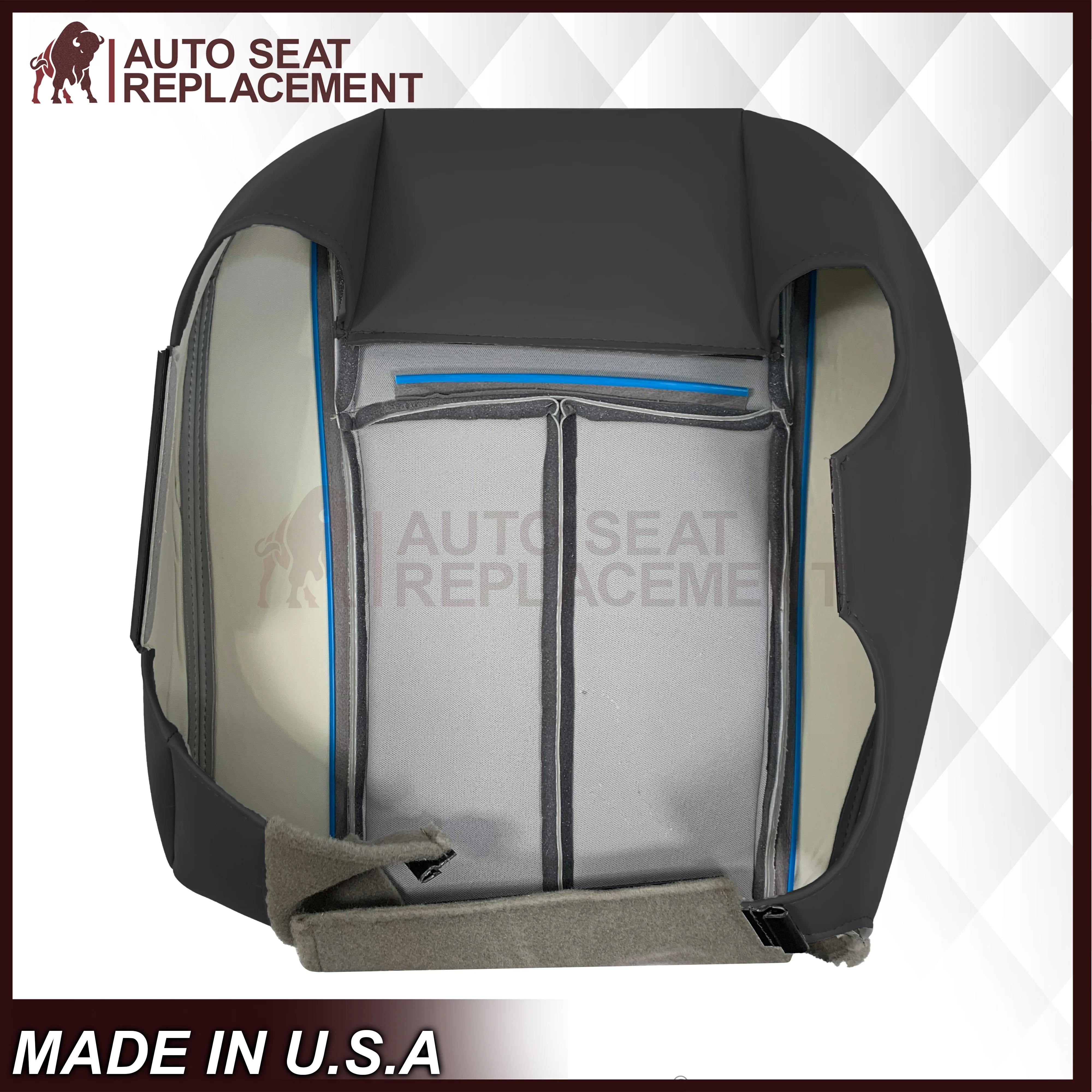 2005 to 2009 For Saab 9-7X SUV Front Base Bottom Syn. Leather Seat Cover In Black - Image 4
