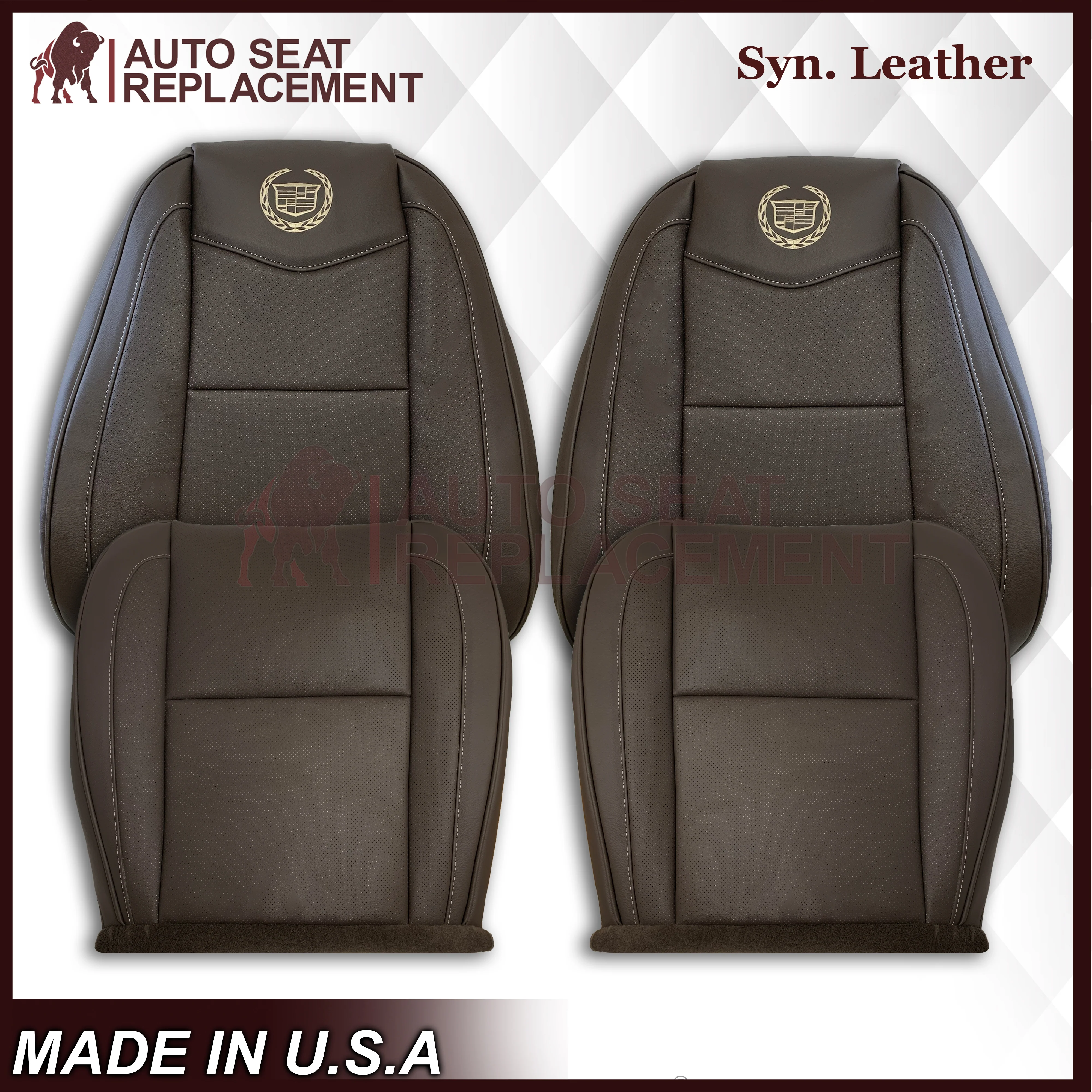 2007-2014 Cadillac Escalade Platinum Edition Replacement Synthetic Leather or Genuine Leather Seat Cover In Brown - Image 18