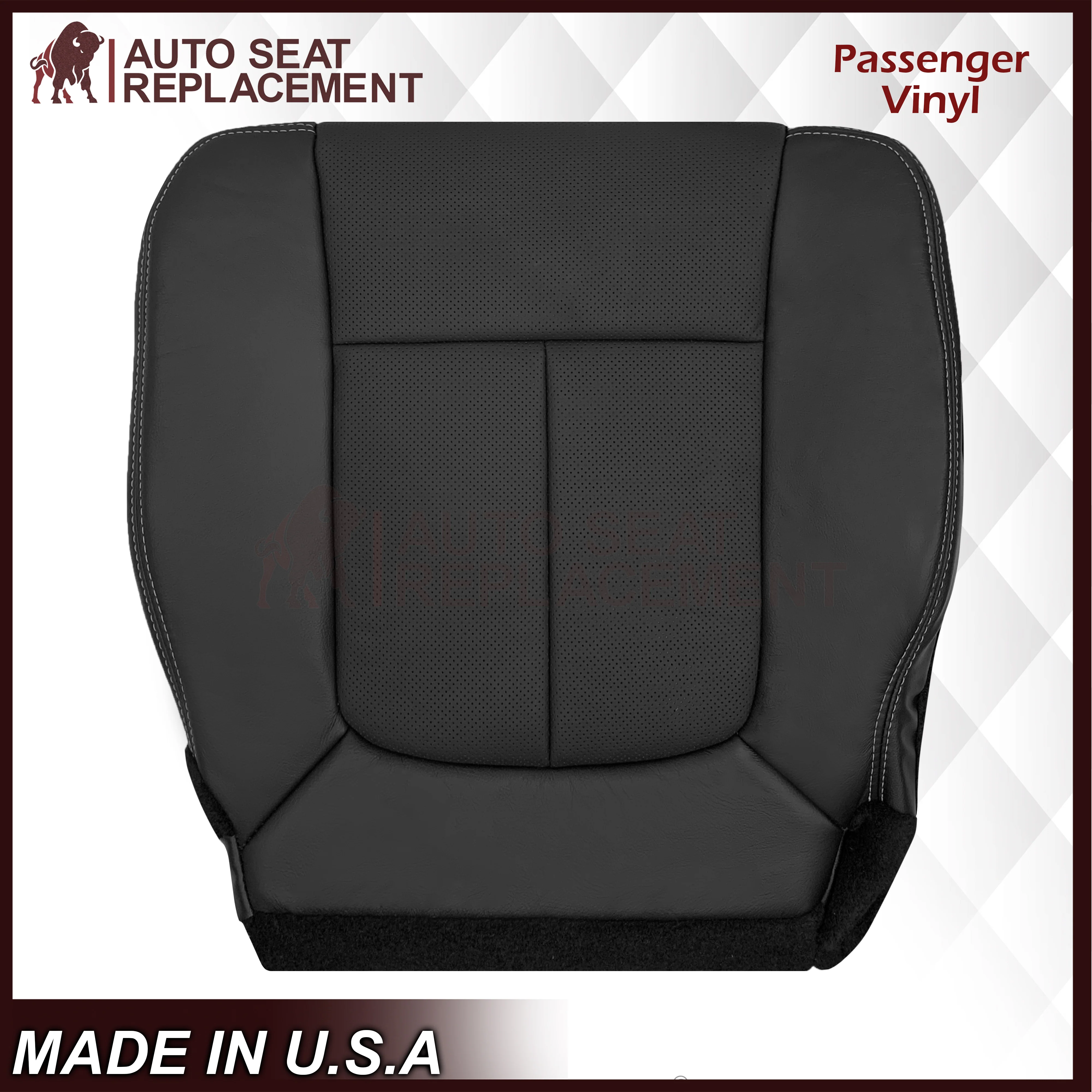 2009 - 2014 Ford F-150 Lariat Replacement Perforated Genuine Leather / Synthetic Leather Seat Cover In Black - Image 10