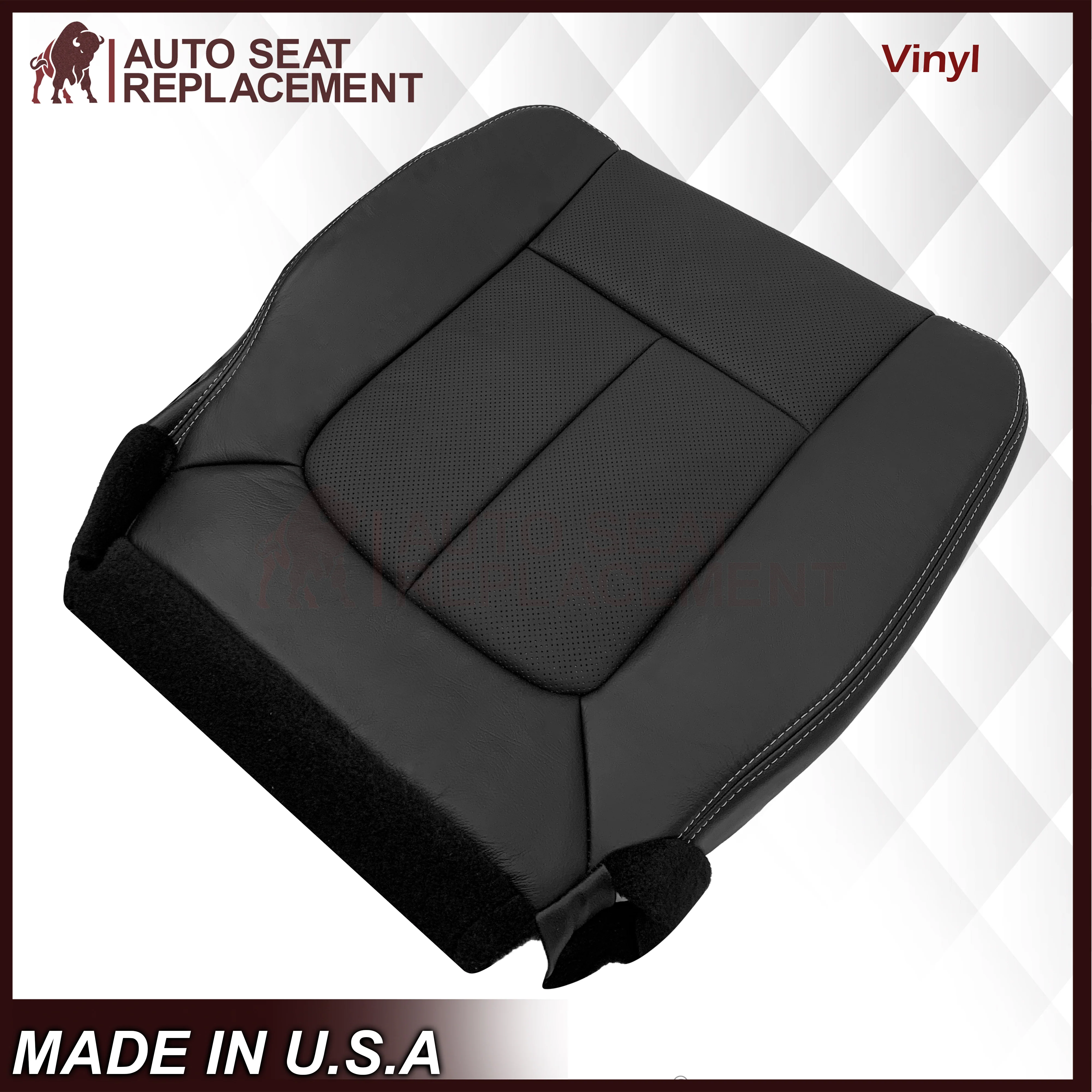 2009 - 2014 Ford F-150 Lariat Replacement Perforated Genuine Leather / Synthetic Leather Seat Cover In Black - Image 11