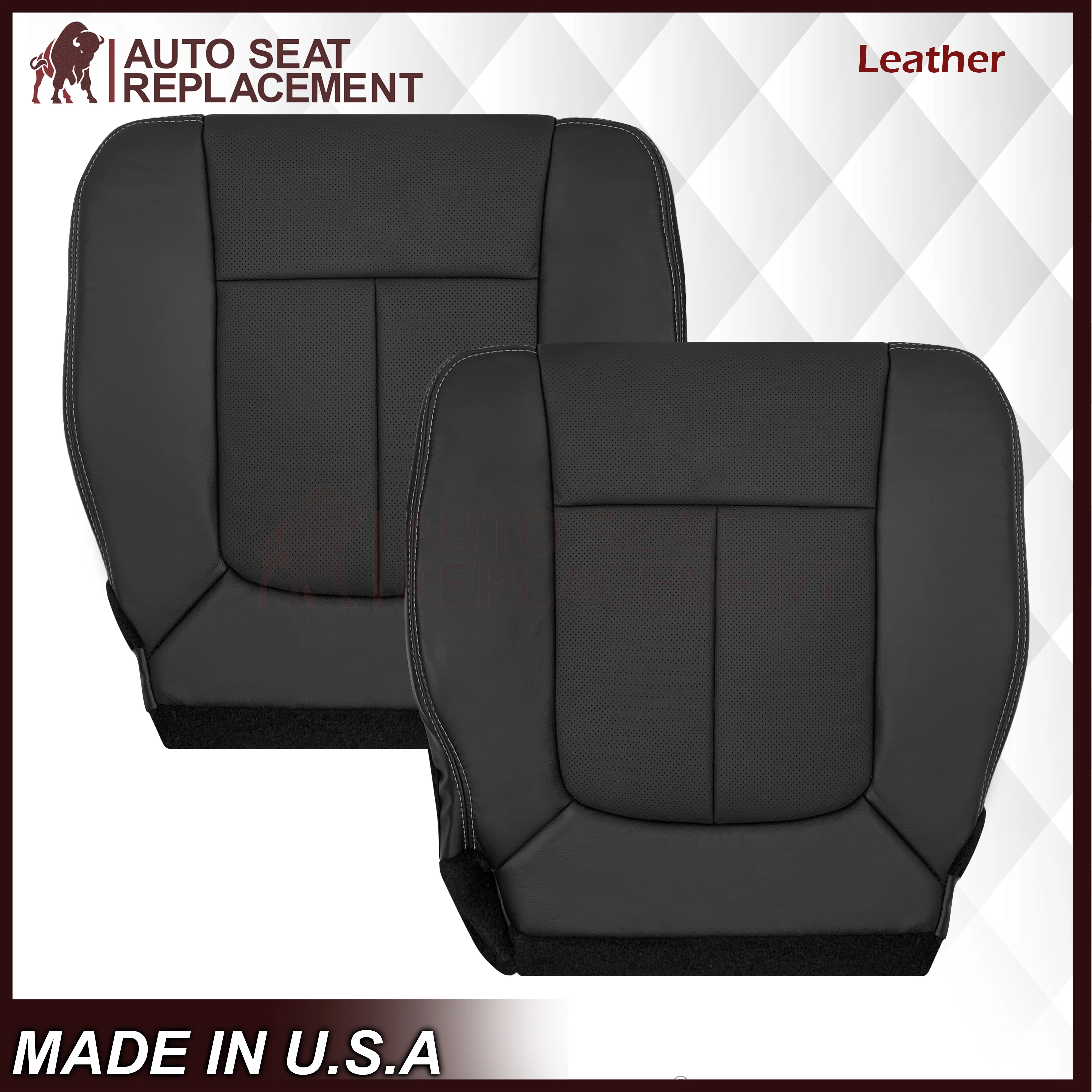 2009 - 2014 Ford F-150 Lariat Replacement Perforated Genuine Leather / Synthetic Leather Seat Cover In Black - Image 12