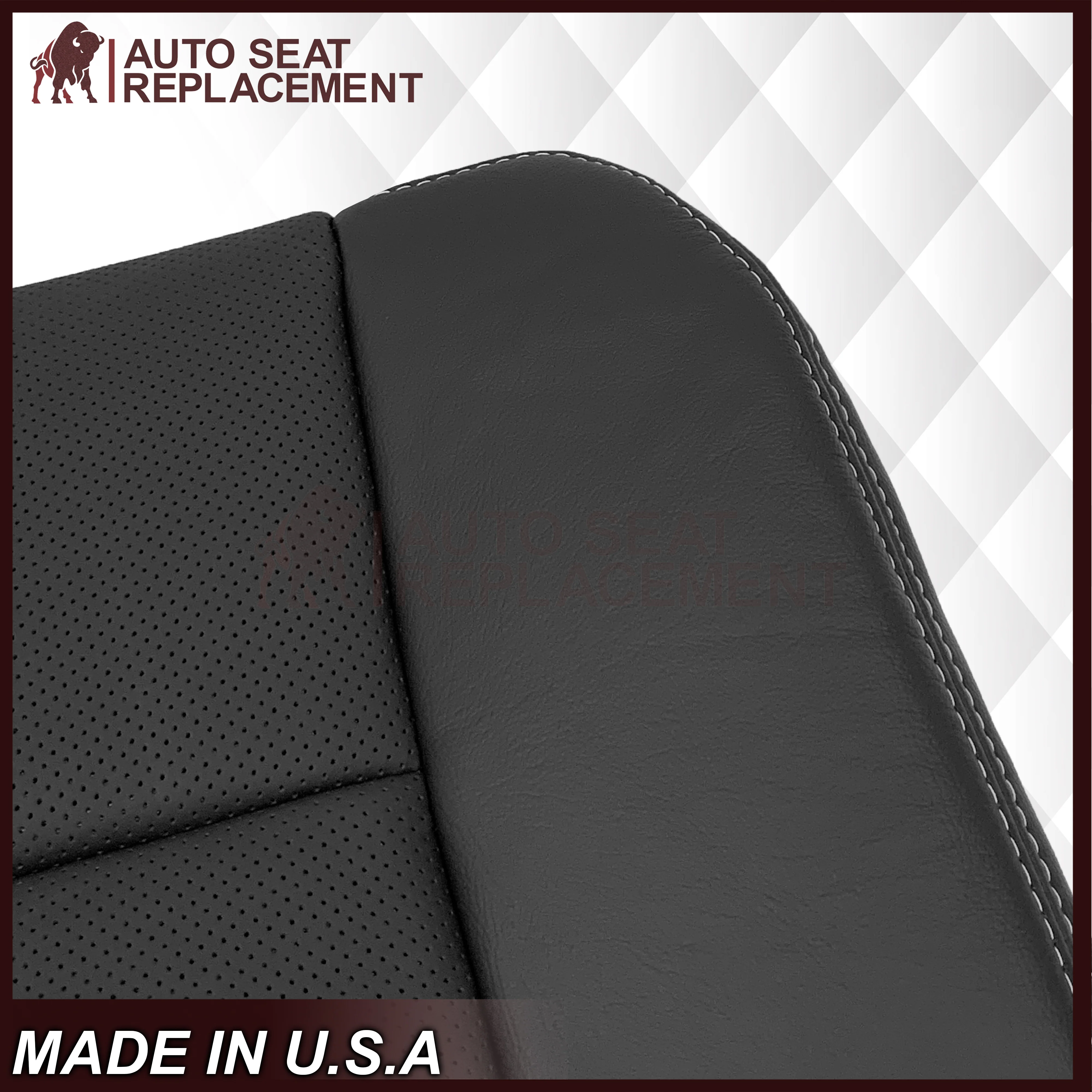 2009 - 2014 Ford F-150 Lariat Replacement Perforated Genuine Leather / Synthetic Leather Seat Cover In Black - Image 16