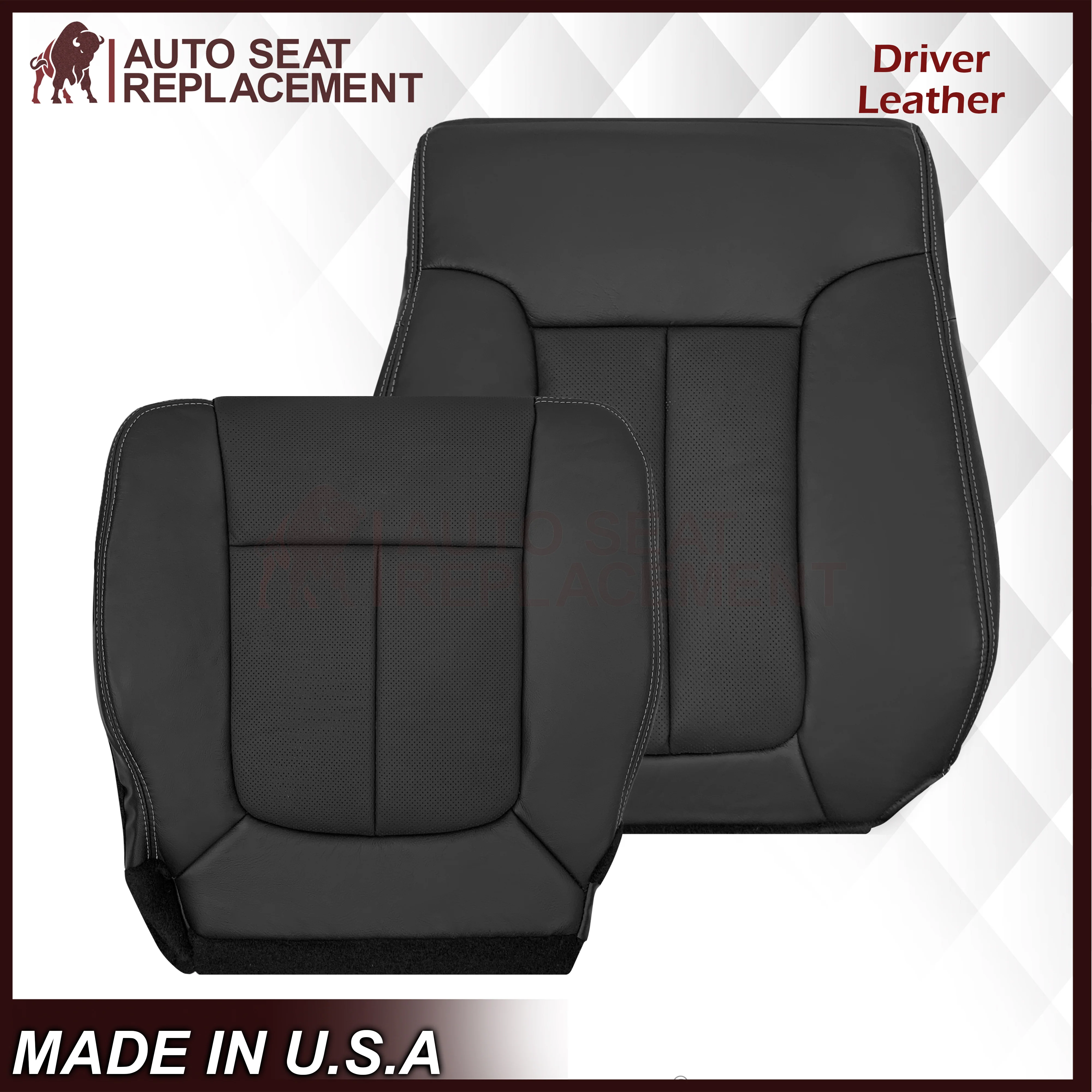 2009 - 2014 Ford F-150 Lariat Replacement Perforated Genuine Leather / Synthetic Leather Seat Cover In Black - Image 17