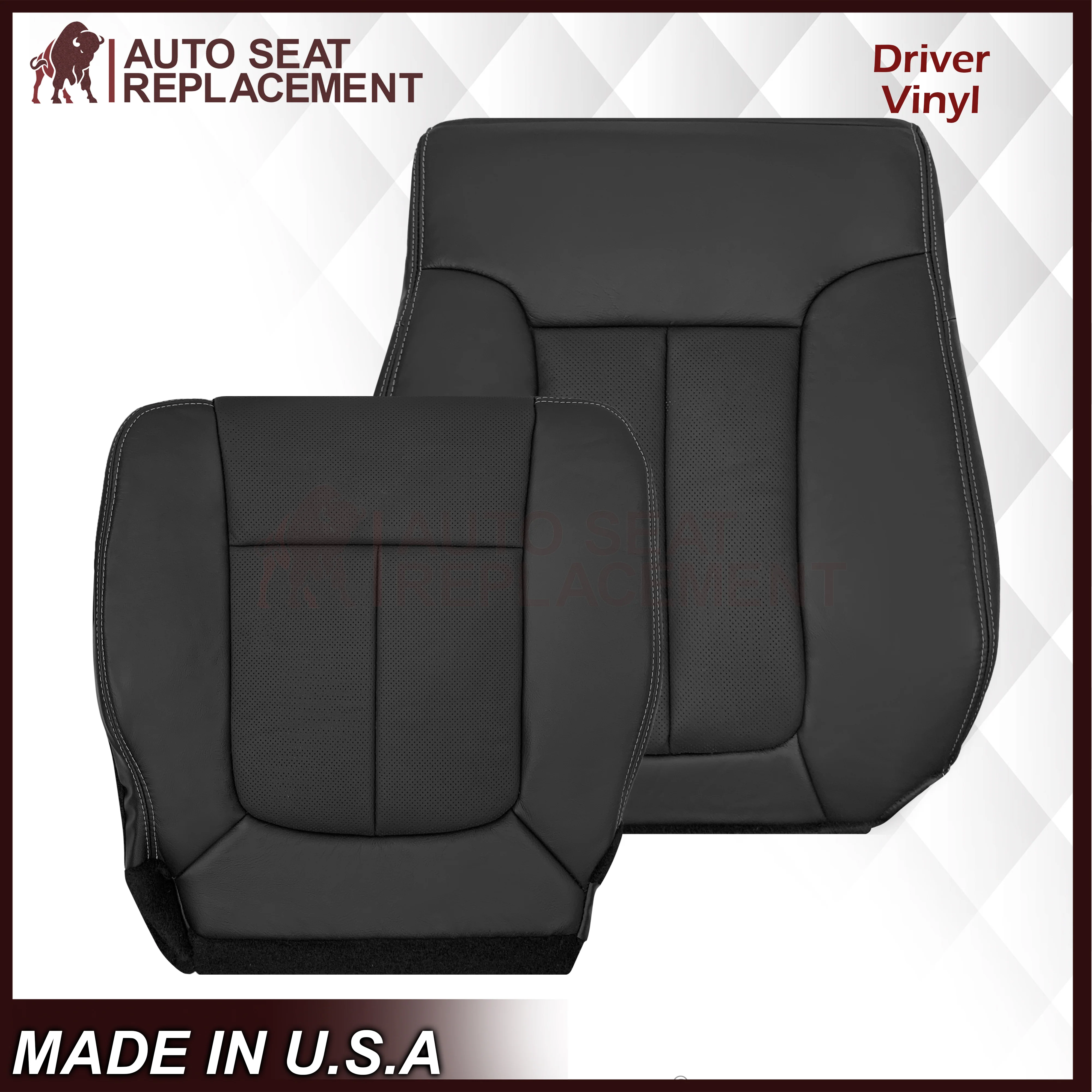 2009 - 2014 Ford F-150 Lariat Replacement Perforated Genuine Leather / Synthetic Leather Seat Cover In Black - Image 19