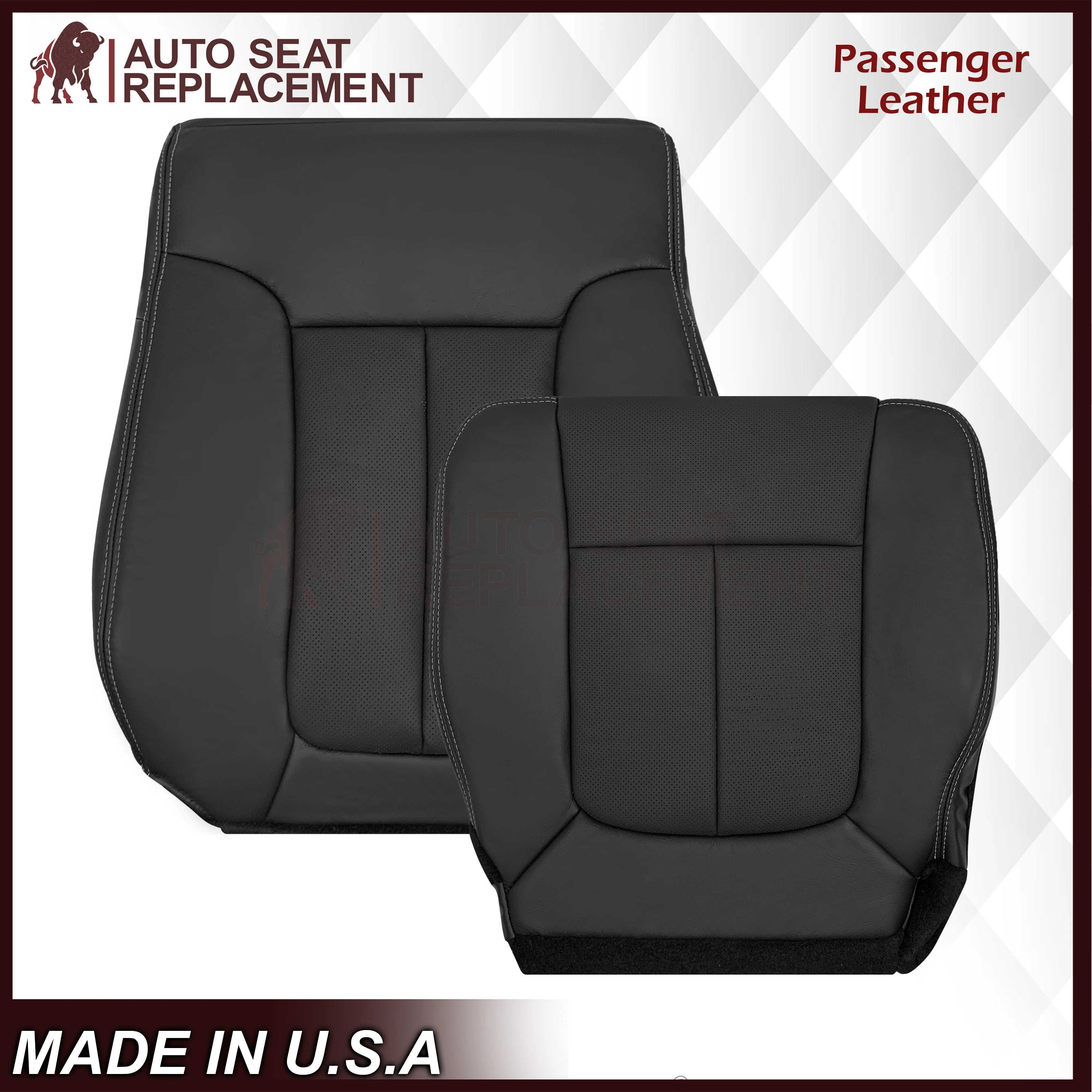 2009 - 2014 Ford F-150 Lariat Replacement Perforated Genuine Leather / Synthetic Leather Seat Cover In Black - Image 20