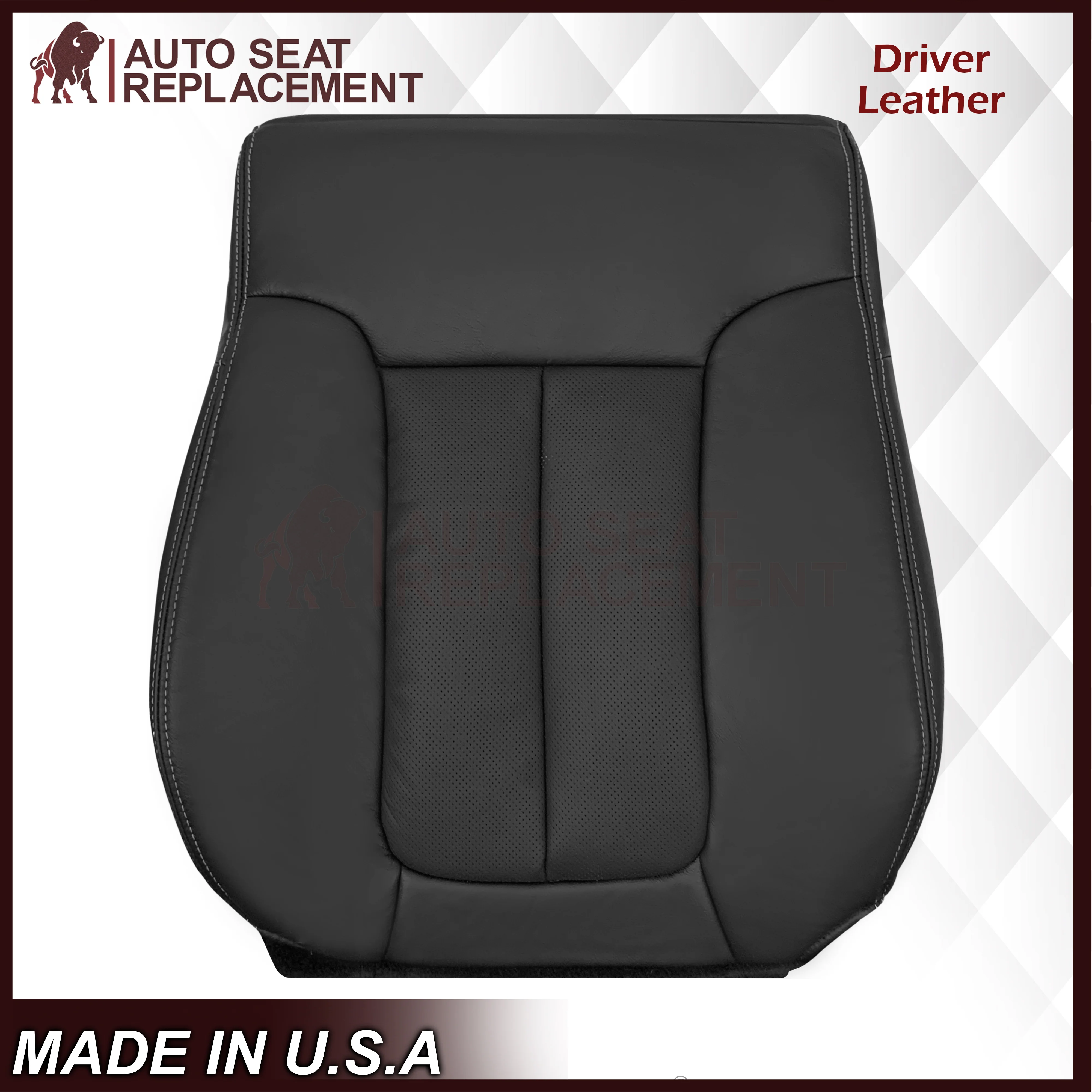 2009 - 2014 Ford F-150 Lariat Replacement Perforated Genuine Leather / Synthetic Leather Seat Cover In Black - Image 22