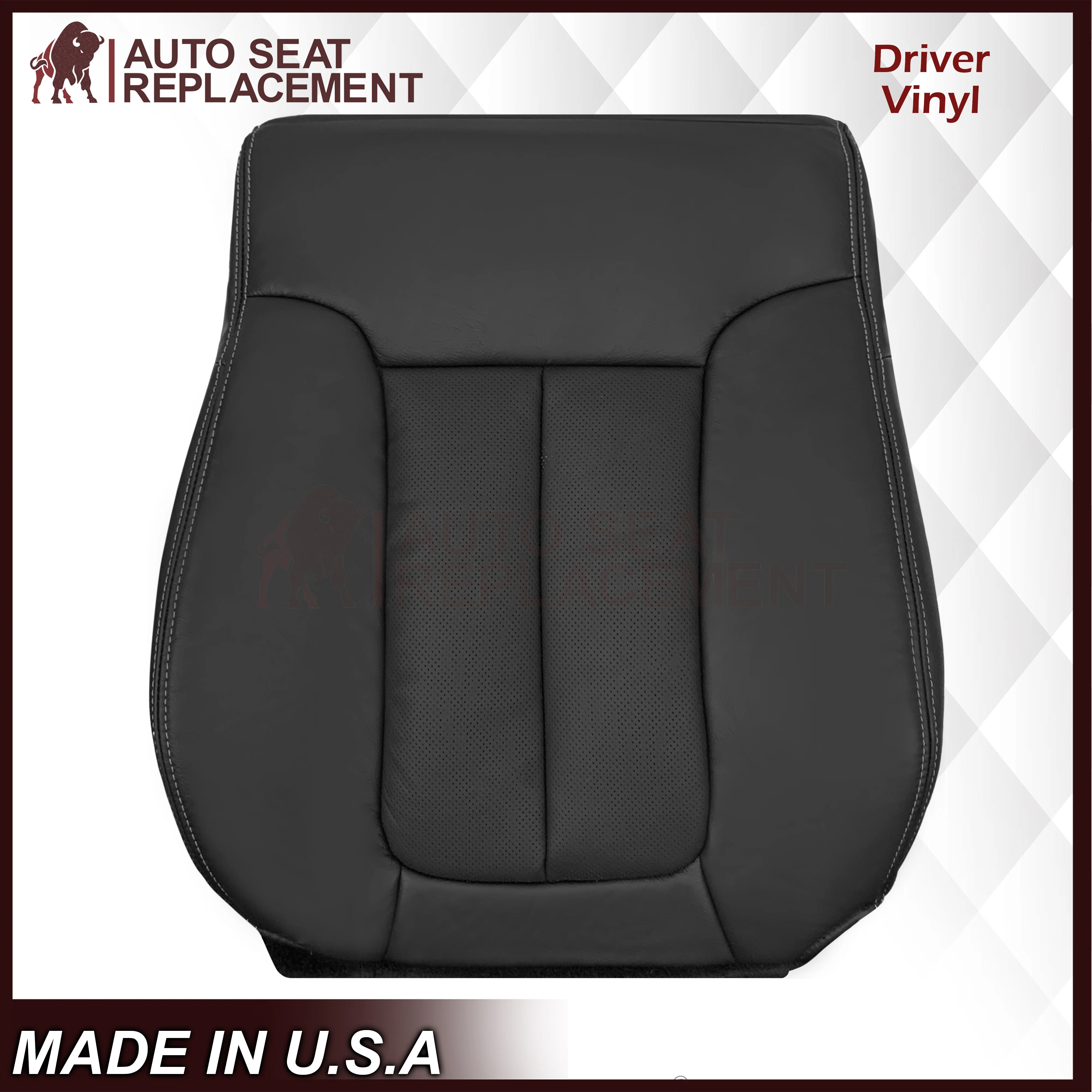 2009 - 2014 Ford F-150 Lariat Replacement Perforated Genuine Leather / Synthetic Leather Seat Cover In Black - Image 23