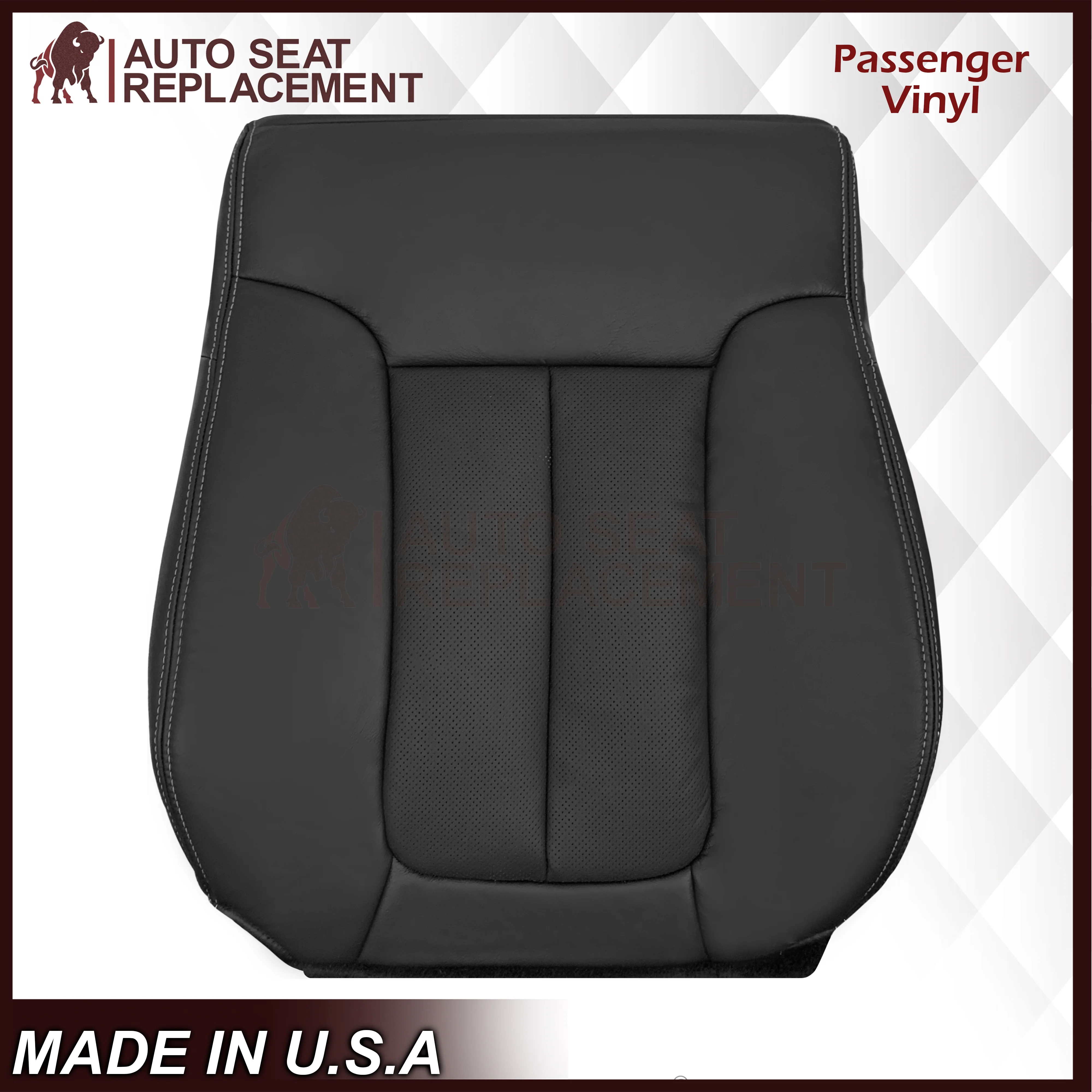 2009 - 2014 Ford F-150 Lariat Replacement Perforated Genuine Leather / Synthetic Leather Seat Cover In Black - Image 26
