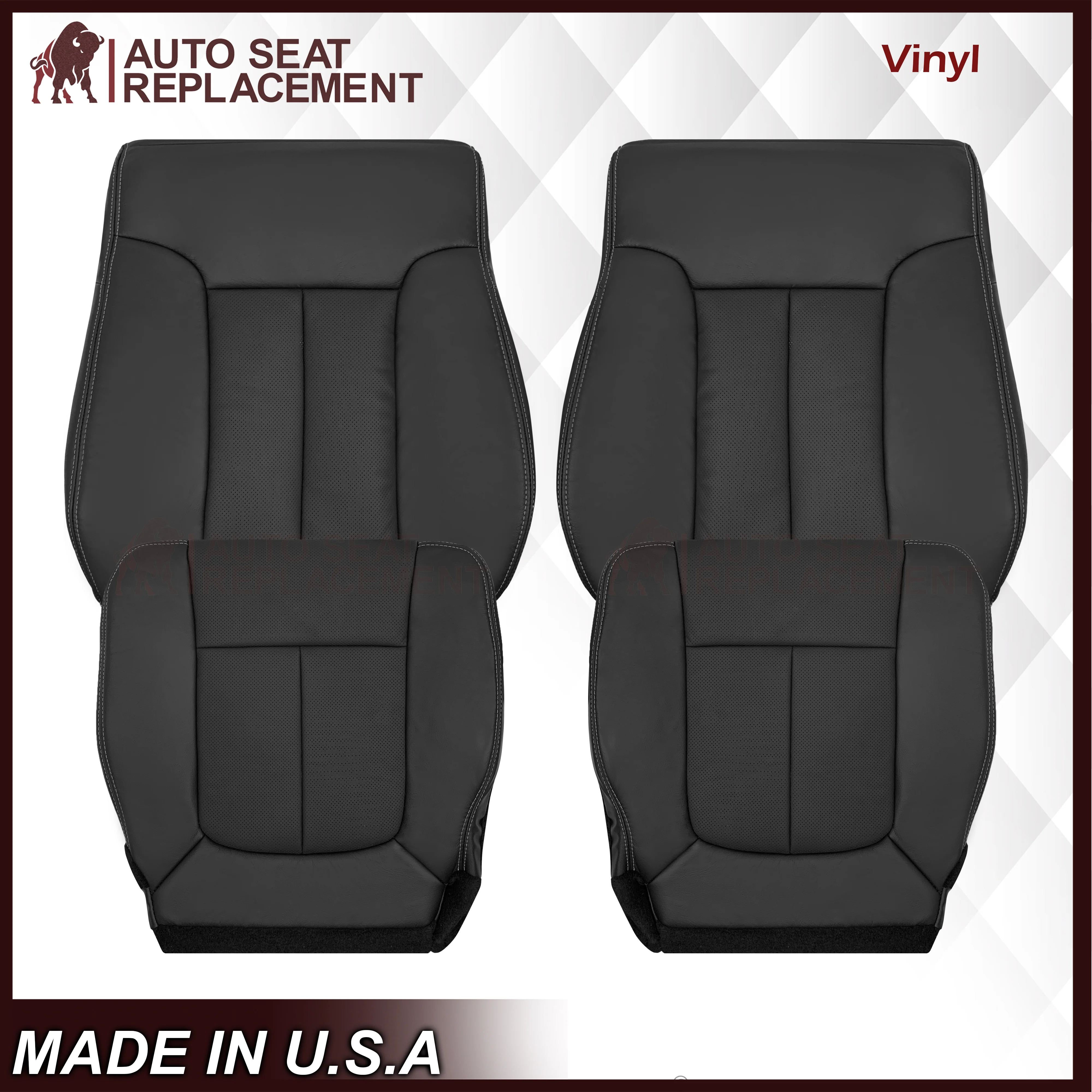 2009 - 2014 Ford F-150 Lariat Replacement Perforated Genuine Leather / Synthetic Leather Seat Cover In Black - Image 29