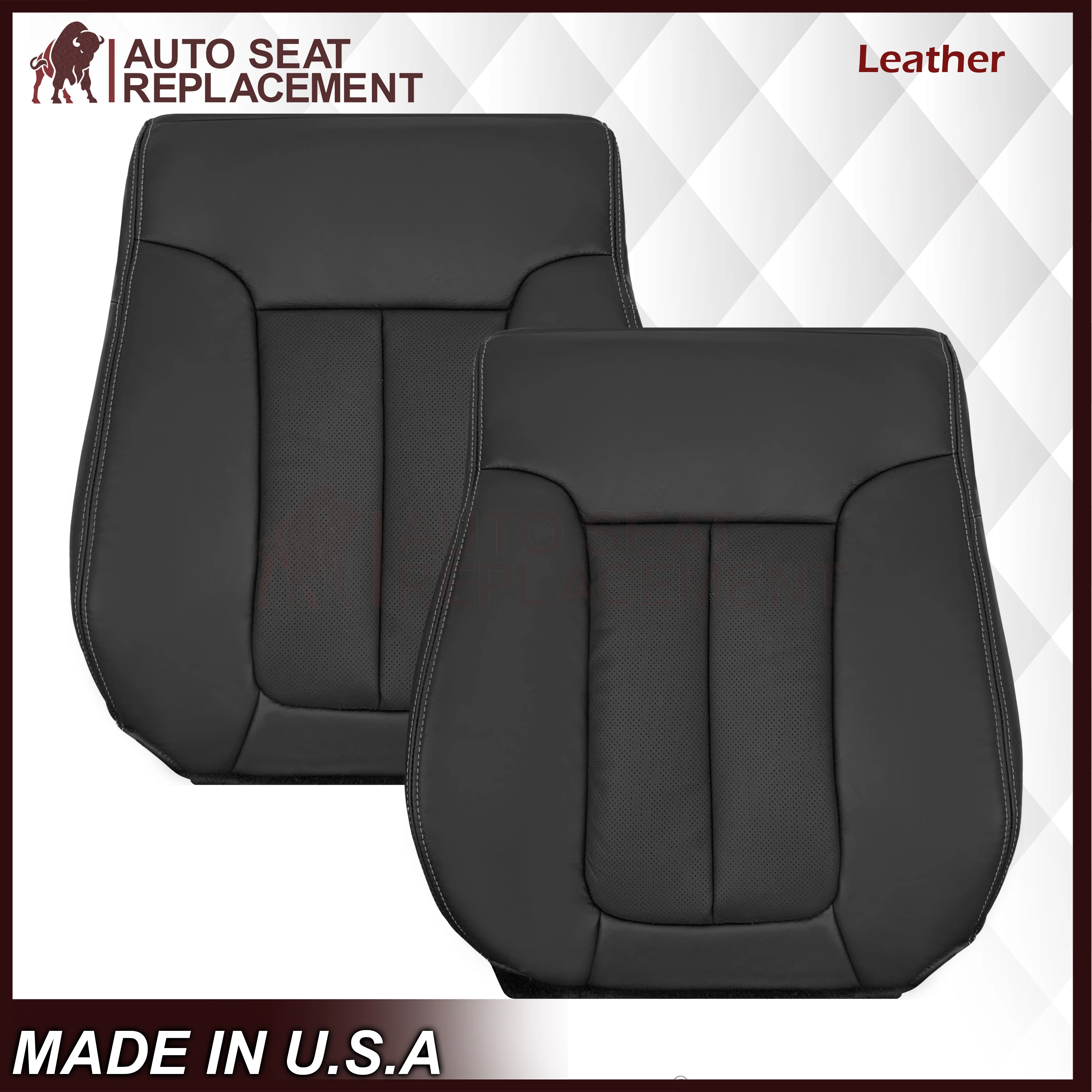 2009 - 2014 Ford F-150 Lariat Replacement Perforated Genuine Leather / Synthetic Leather Seat Cover In Black - Image 30