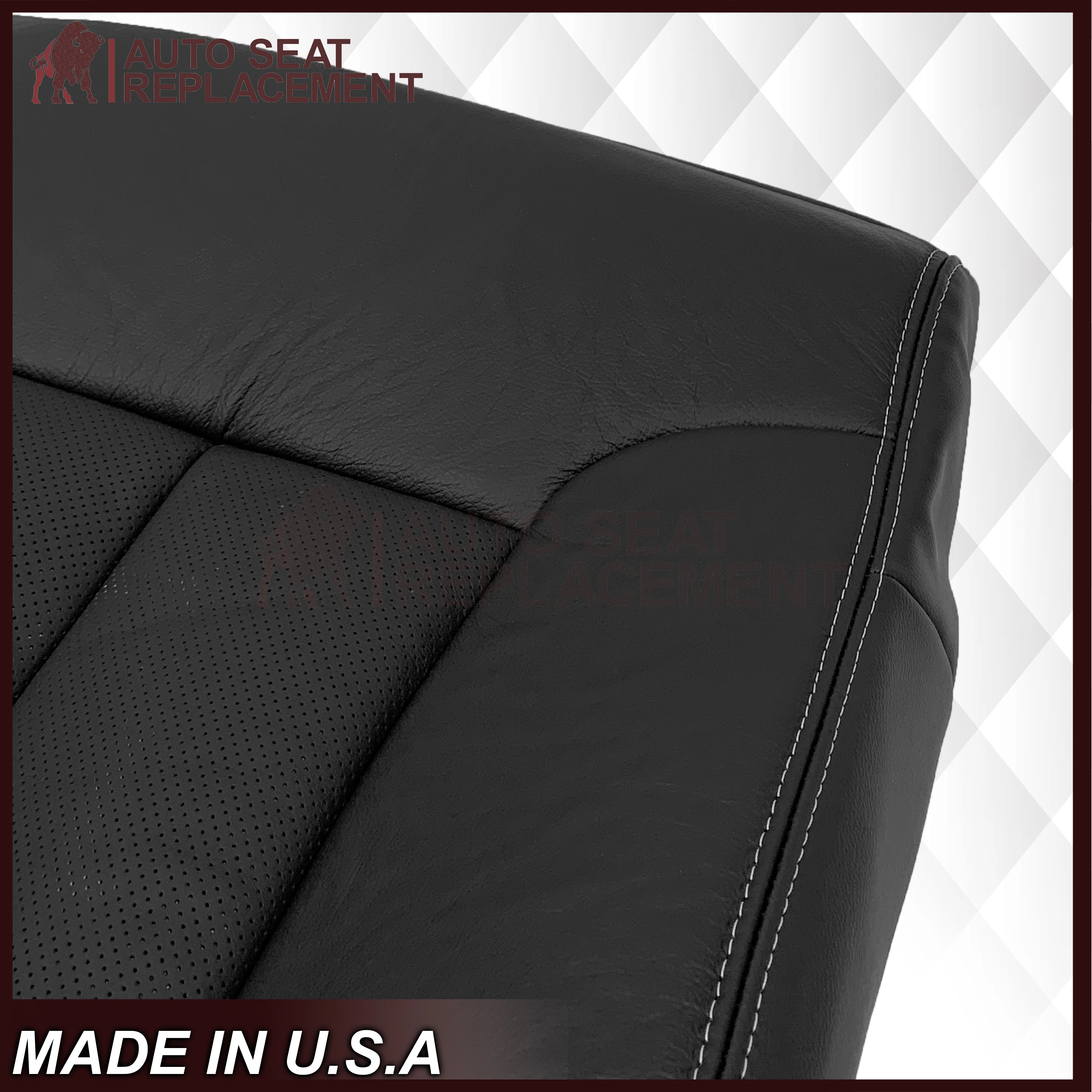2009 - 2014 Ford F-150 Lariat Replacement Perforated Genuine Leather / Synthetic Leather Seat Cover In Black - Image 5