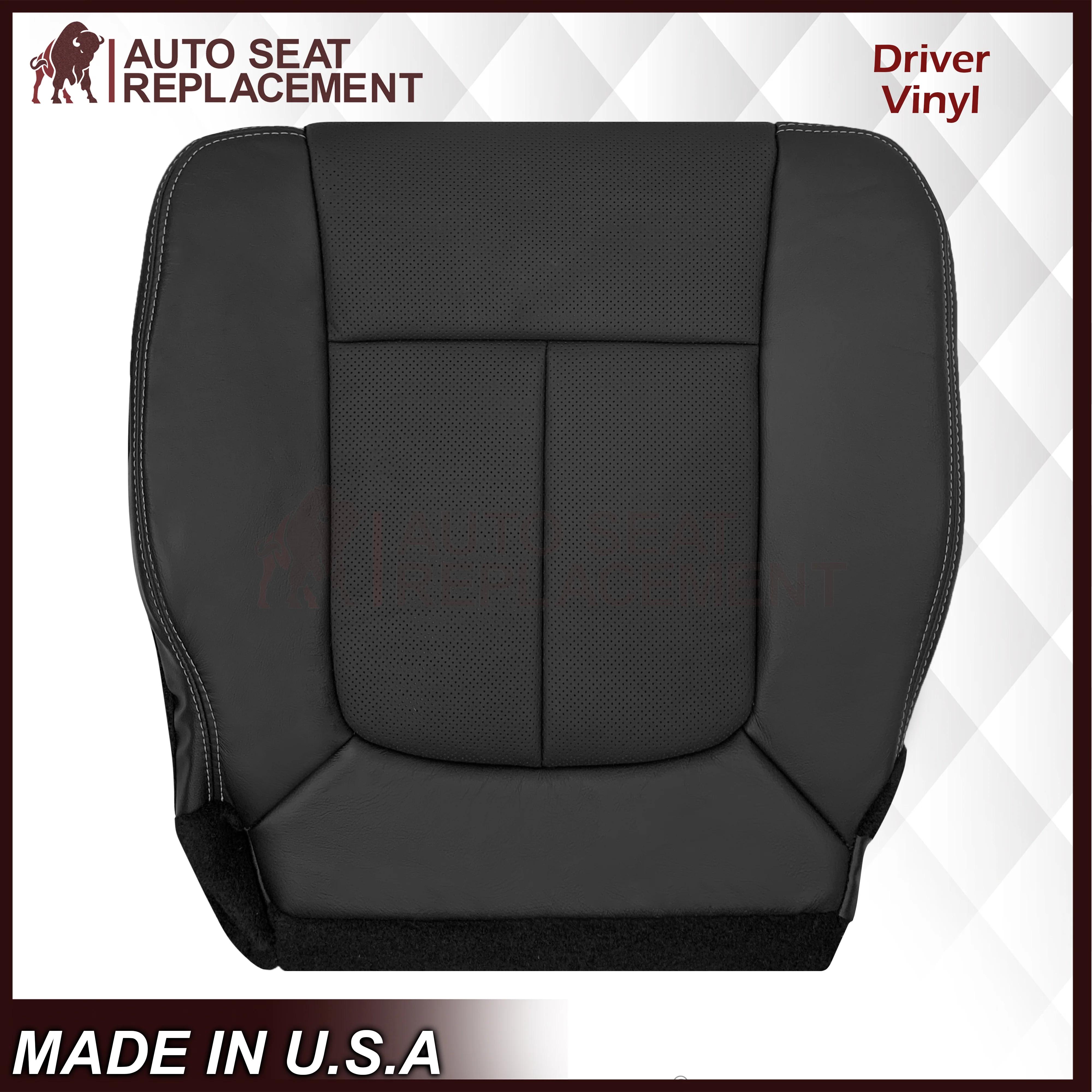 2009 - 2014 Ford F-150 Lariat Replacement Perforated Genuine Leather / Synthetic Leather Seat Cover In Black - Image 7